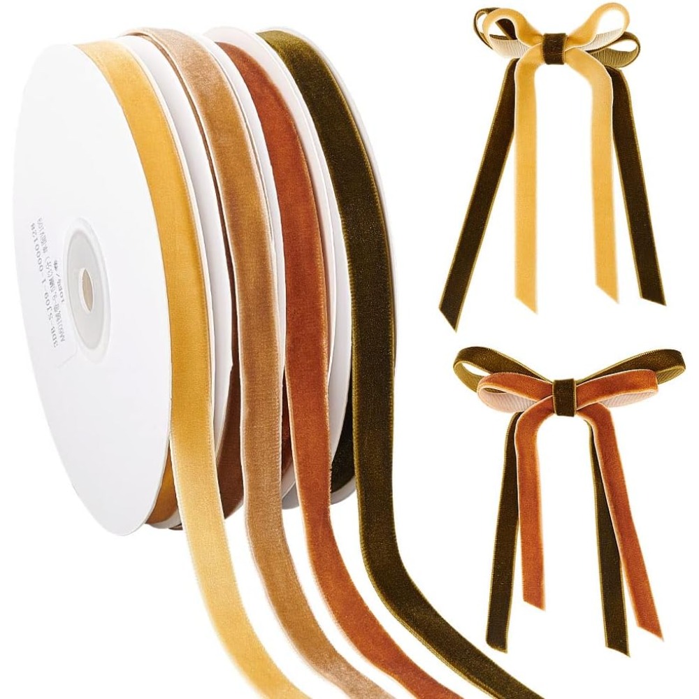 4 Rolls 4 Colors Single Face V - đánh giá và giá Velvet Ribbon Roll