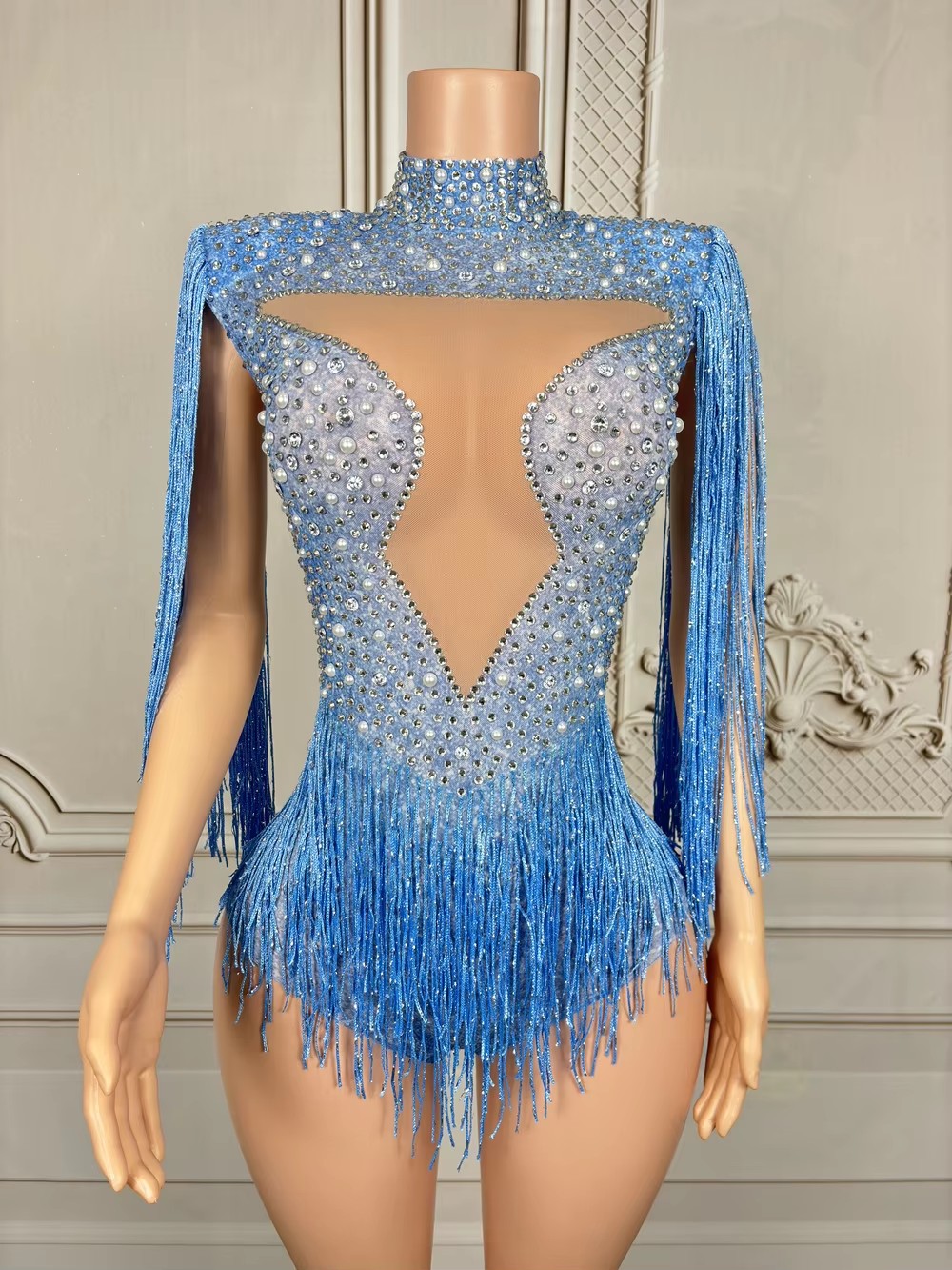 Blue Rhinestone Tassel Bodysui - đánh giá và giá Rhinestone Banding Trim