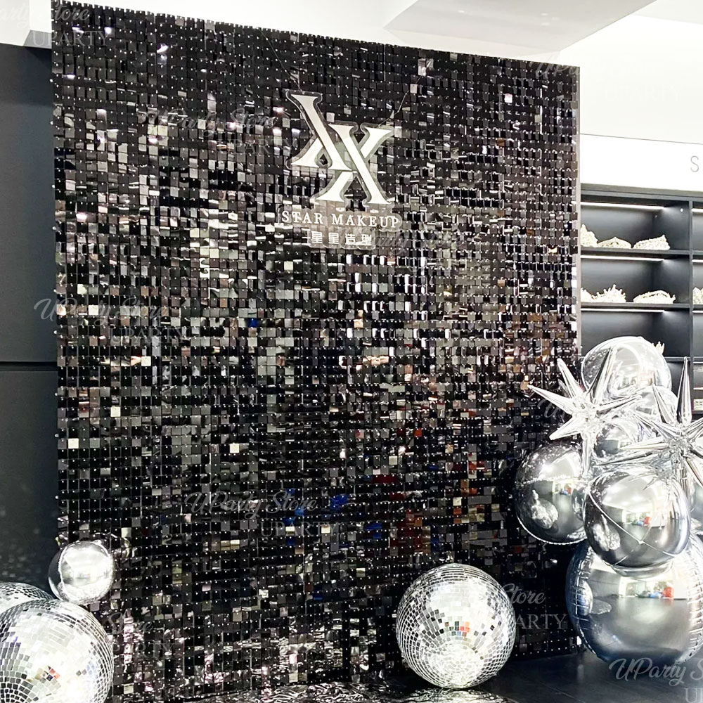 Black Shimmer Wall Backdrop 12 - đánh giá và giá Sequin Fabric Panel