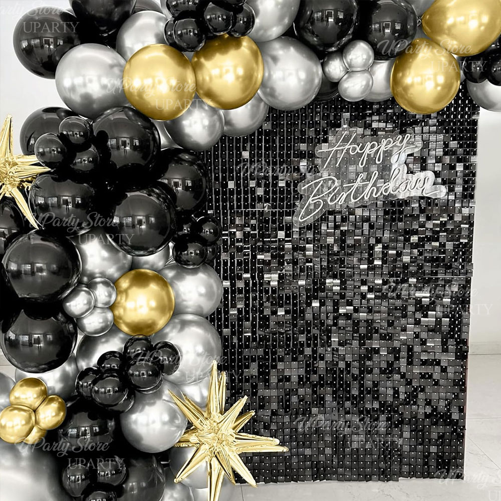 Black Shimmer Wall Backdrop 12 - đánh giá và giá Sequin Fabric Panel